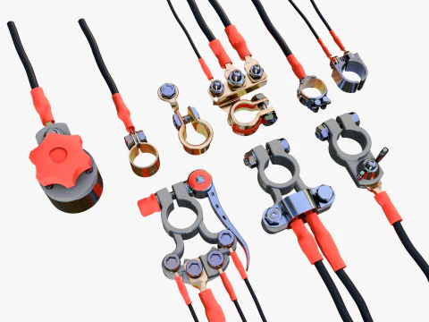 Set di morsetti per terminali della batteria M1 Modello 3D