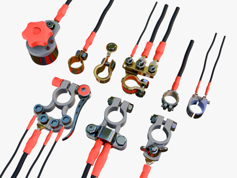 배터리 단자 클램프 세트 M1 3D 모델