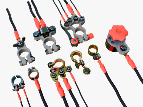 배터리 단자 클램프 세트 M1 3D 모델