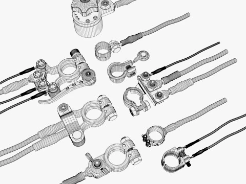 Set di morsetti per terminali della batteria M1 Modello 3D