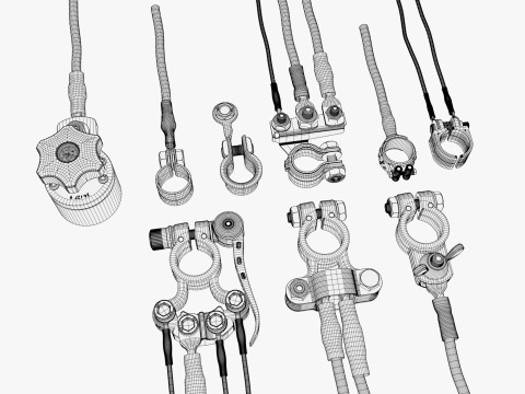 배터리 단자 클램프 세트 M1 3D 모델