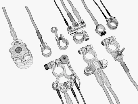 Set di morsetti per terminali della batteria M1 Modello 3D