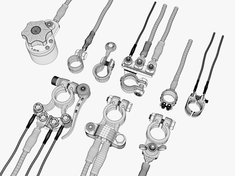 배터리 단자 클램프 세트 M1 3D 모델