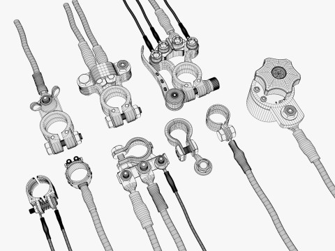 배터리 단자 클램프 세트 M1 3D 모델