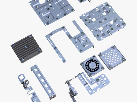 Parti del telaio di montaggio sul telaio M1 Modello 3D