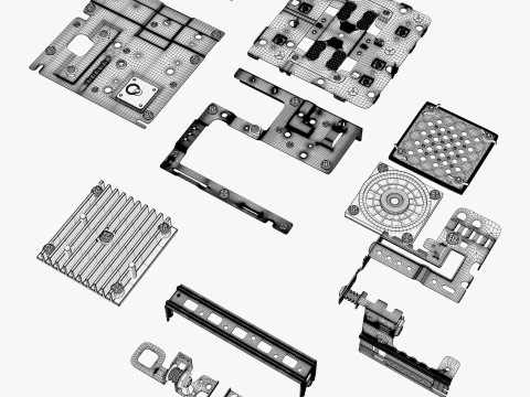Parti del telaio di montaggio sul telaio M1 Modello 3D