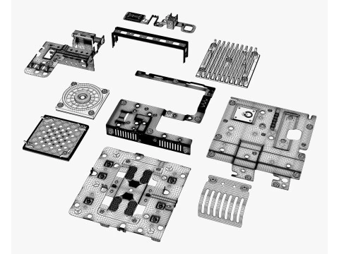 Parti del telaio di montaggio sul telaio M1 Modello 3D