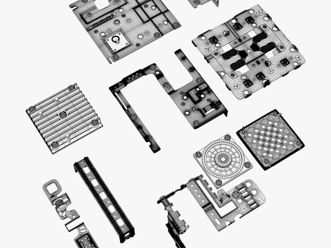 Parti del telaio di montaggio sul telaio M1 Modello 3D