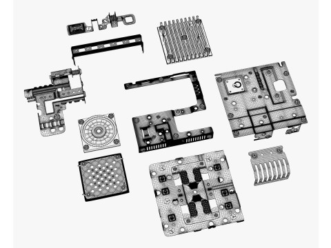 Pièces de cadre de montage sur châssis M1 Modèle 3D
