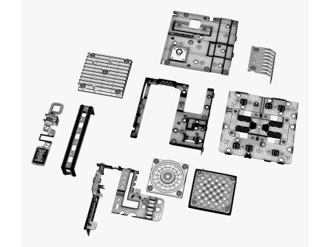 Parti del telaio di montaggio sul telaio M1 Modello 3D