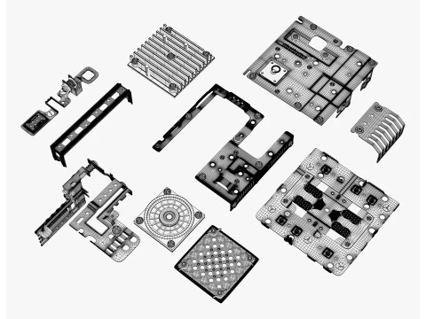 Parti del telaio di montaggio sul telaio M1 Modello 3D