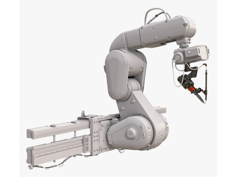 선형 레일 M1을 갖춘 산업용 로봇 팔 3D 모델