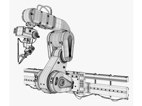 선형 레일 M1을 갖춘 산업용 로봇 팔 3D 모델