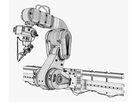 Bra&ccedil;o Rob&oacute;tico Industrial com Trilho Linear M1 Modelo 3D