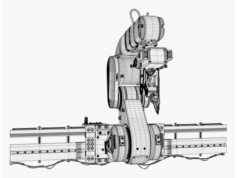 선형 레일 M1을 갖춘 산업용 로봇 팔 3D 모델