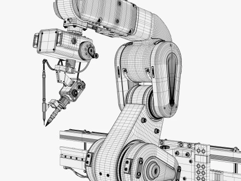Bra&ccedil;o Rob&oacute;tico Industrial com Trilho Linear M1 Modelo 3D