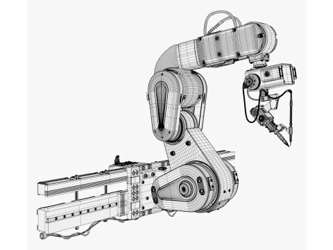 Bra&ccedil;o Rob&oacute;tico Industrial com Trilho Linear M1 Modelo 3D