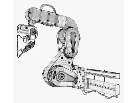선형 레일 M1을 갖춘 산업용 로봇 팔 3D 모델