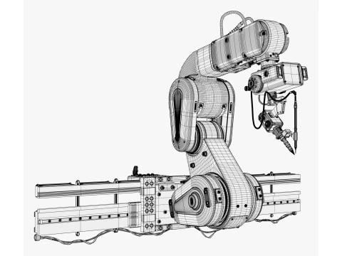 Bra&ccedil;o Rob&oacute;tico Industrial com Trilho Linear M1 Modelo 3D