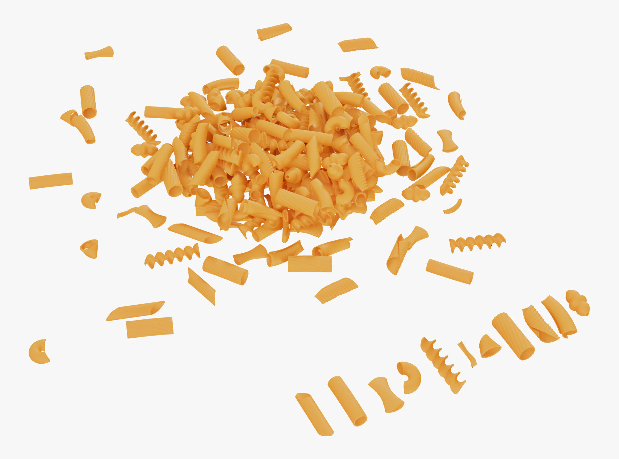 Pasta Shapes Assortment M1 3D Model .c4d .max .obj .3ds .fbx .stl .blend 
