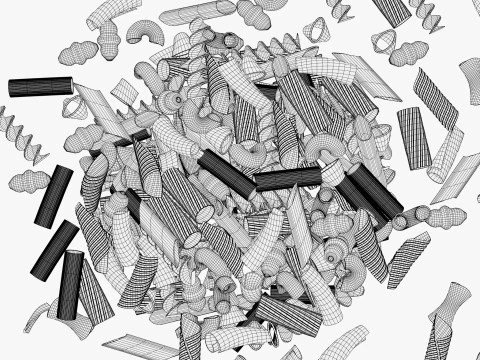 Pasta Shapes Assortment M1 3D Model