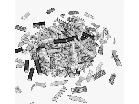 Pasta Shapes Assortment M1 3D Model