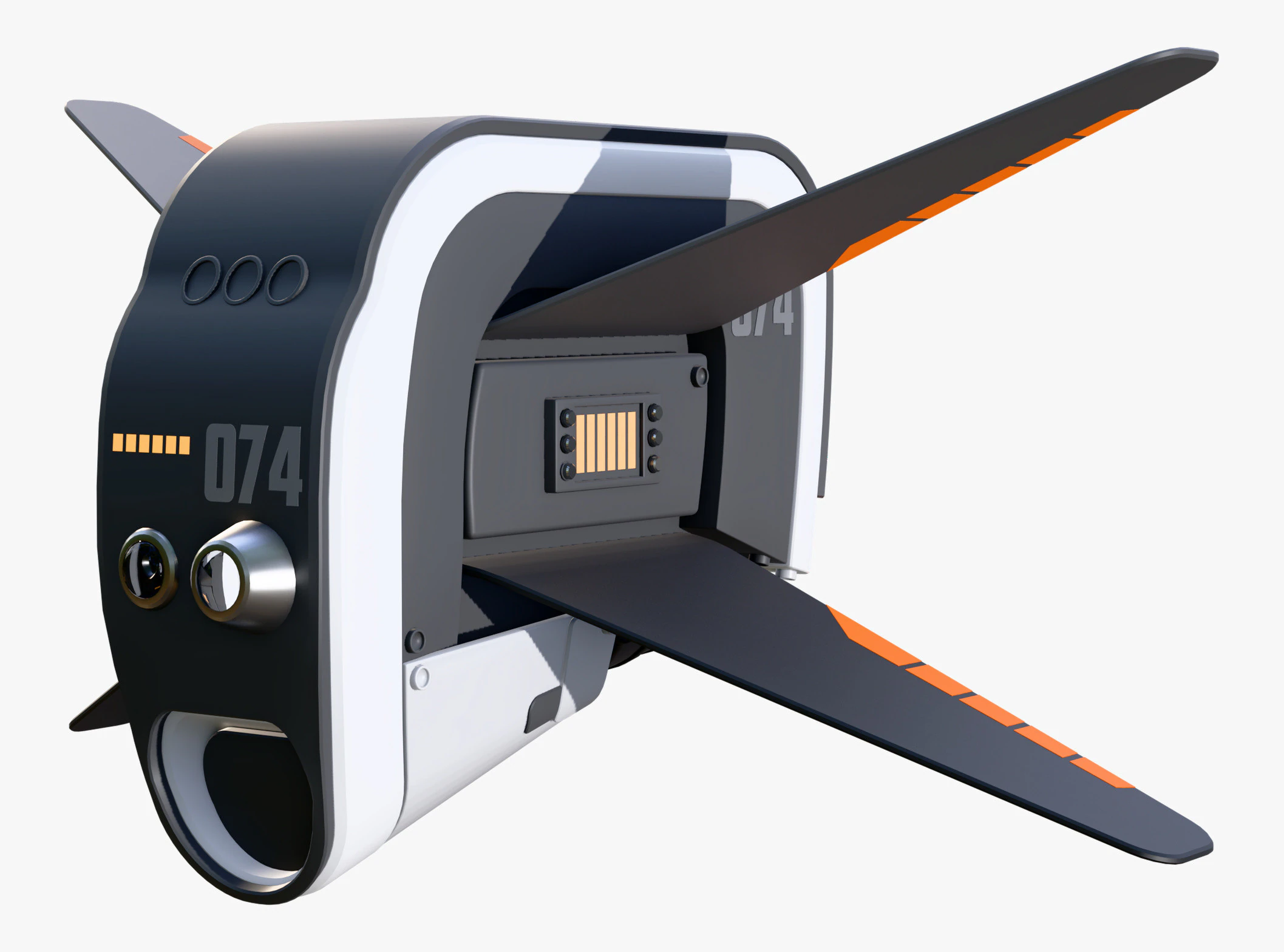 Sci-Fi Surveillance Drone 074 M1 3D Model .c4d .max .obj .3ds .fbx .stl .blend 