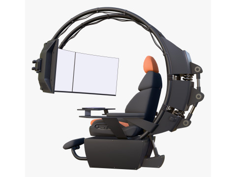 Gaming Workstation Chair with Triple Monitor M1 3D Model