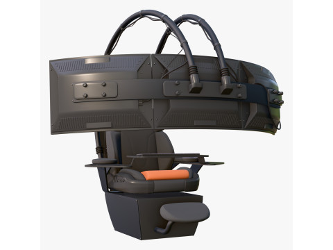 Gaming Workstation Chair with Triple Monitor M1 3D Model