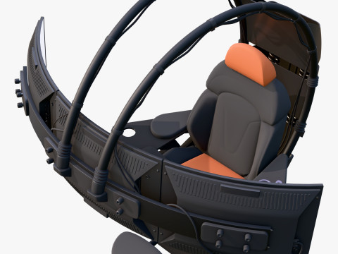 Gaming Workstation Chair with Triple Monitor M1 3D Model