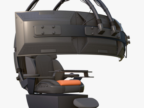 Gaming Workstation Chair with Triple Monitor M1 3D Model