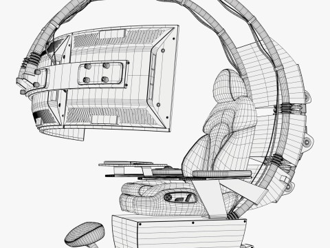 Gaming Workstation Chair with Triple Monitor M1 3D Model