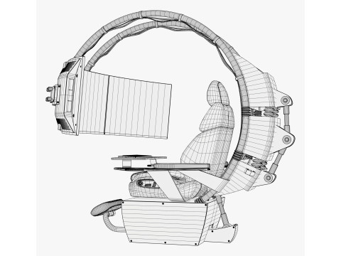 Gaming Workstation Chair with Triple Monitor M1 3D Model