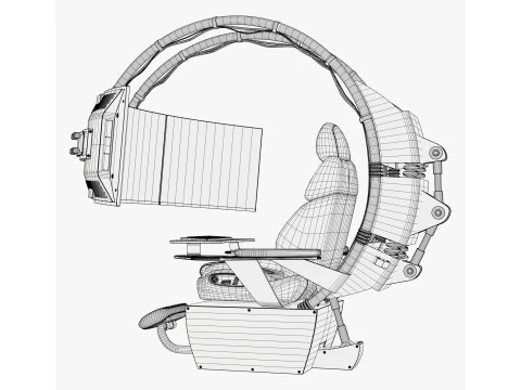 Gaming Workstation Chair with Triple Monitor M1 3D Model