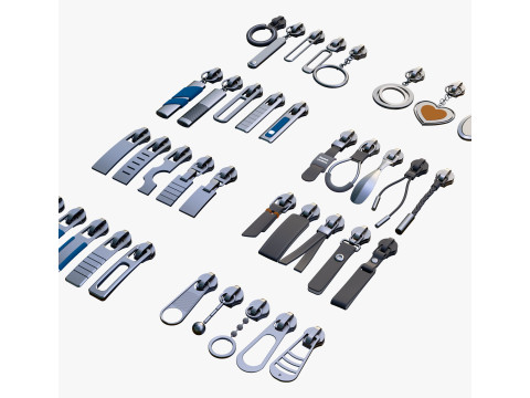 Zipper Pullers 38 Pieces Set M1 3D Model