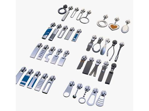 Zipper Pullers 38 Pieces Set M1 3D Model