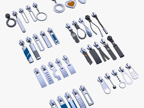 Zipper Pullers 38 Pieces Set M1 3D Model