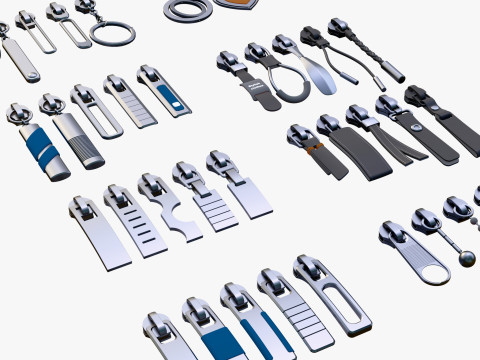 Zipper Pullers 38 Pieces Set M1 3D Model