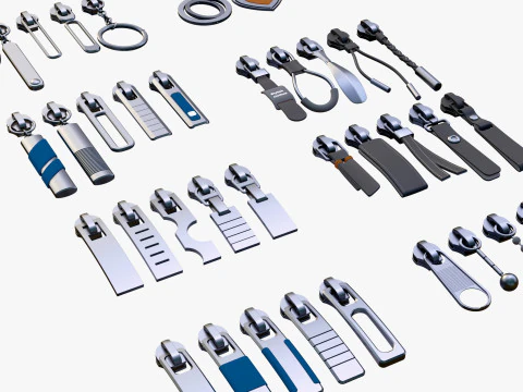 Zipper Pullers 38 Pieces Set M1 3D Model