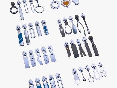 Zipper Pullers 38 Pieces Set M1 3D Model
