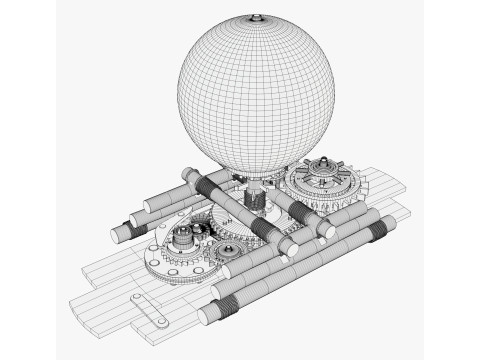 Globo terráqueo de madera con engranaje mecánico M1 Modelo 3D