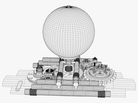 Mechanical Gear Wooden Earth Globe M1 3D Model