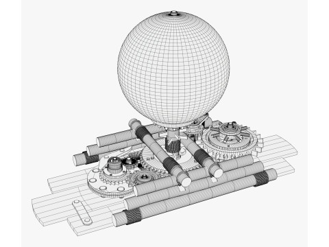 Globo terráqueo de madera con engranaje mecánico M1 Modelo 3D