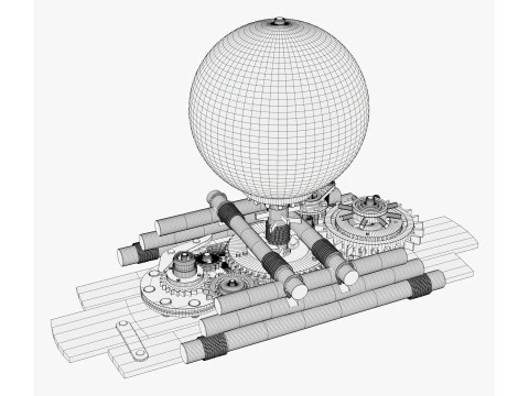 Mechanical Gear Wooden Earth Globe M1 3D Model