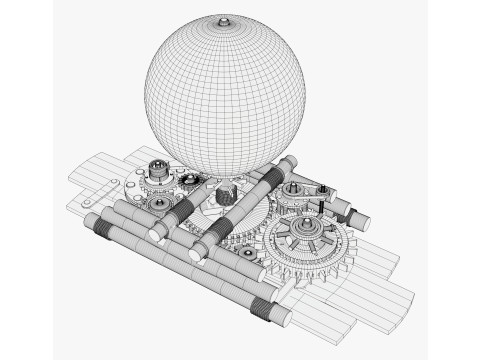 Globo terráqueo de madera con engranaje mecánico M1 Modelo 3D