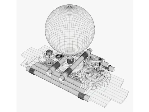 Mechanical Gear Wooden Earth Globe M1 3D Model