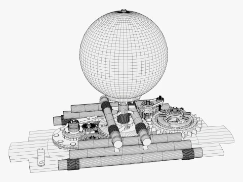 Mechanical Gear Wooden Earth Globe M1 3D Model