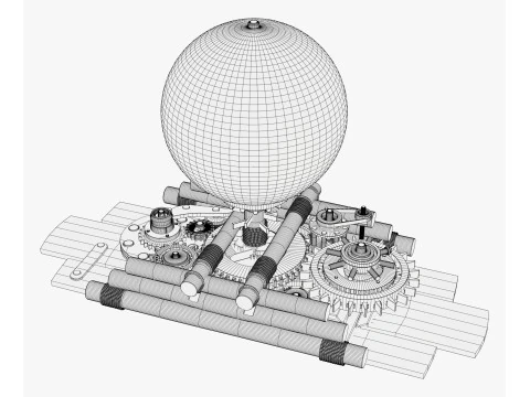 Mechanical Gear Wooden Earth Globe M1 3D Model
