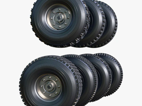 Vehicle Wheels 7 Pieces Set M1 3D Model