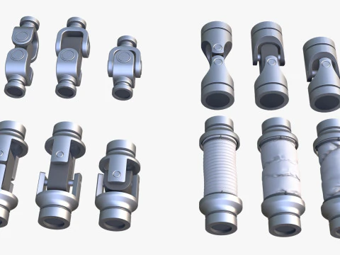 Cardan Shaft Joints 12 Pieces Set M1 3D Model
